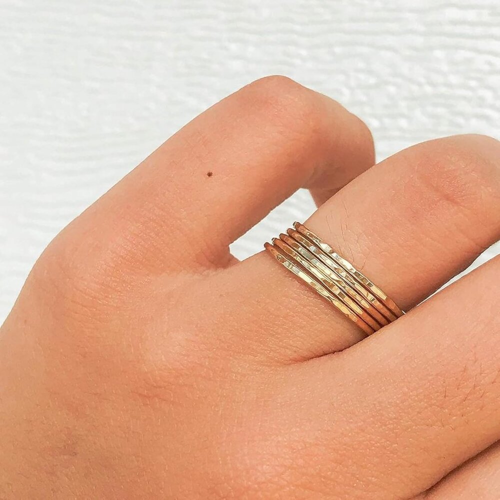 14k Gold Filled Hammered Stackable Ring - Minimal… - image 6